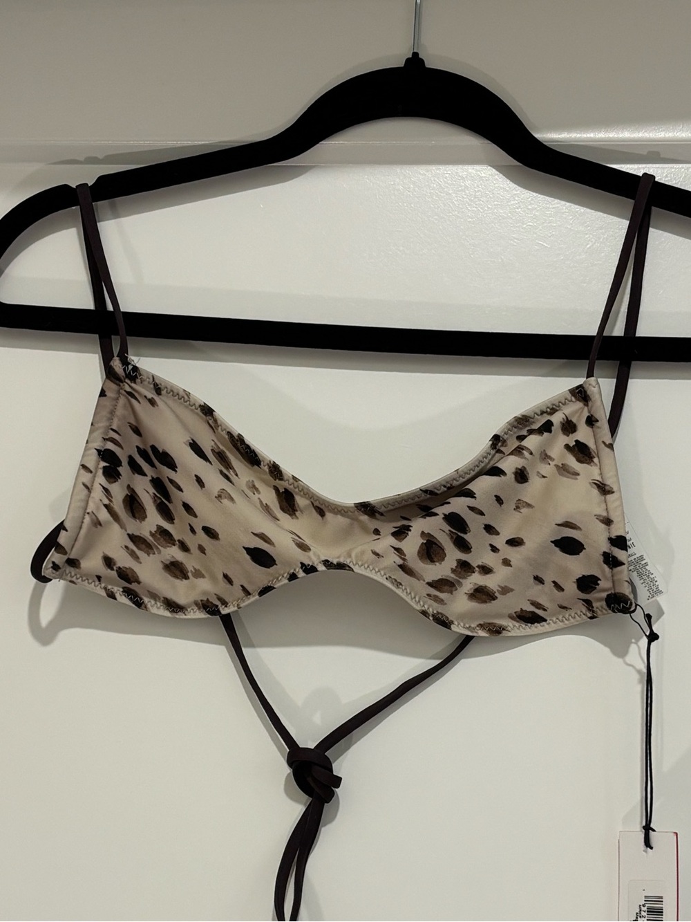 Frankie's Bikinis Animal Print Satin Bralette - Beige & Brown